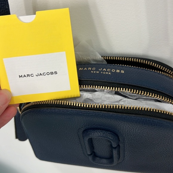 NWOT Marc Jacobs Navy Blue Leather Shutter Crossbody Bag - Picture 3 of 8